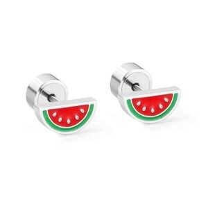 Stainless Steel Flat Back Watermelon Stud Earrings Cute‎ Summer Jewelry